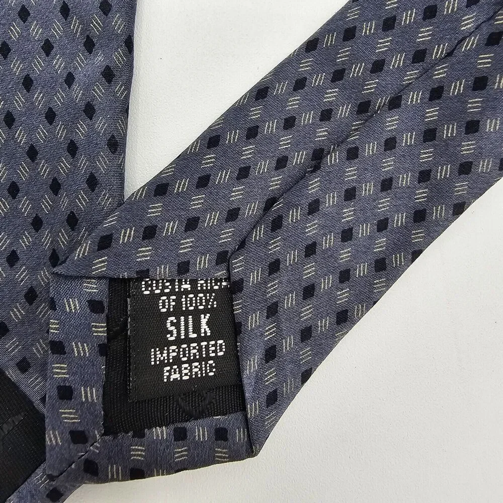 Mens Necktie DKNY, Grey Blue, Vintage 100% Silk, measurements are 56 by 4 inch